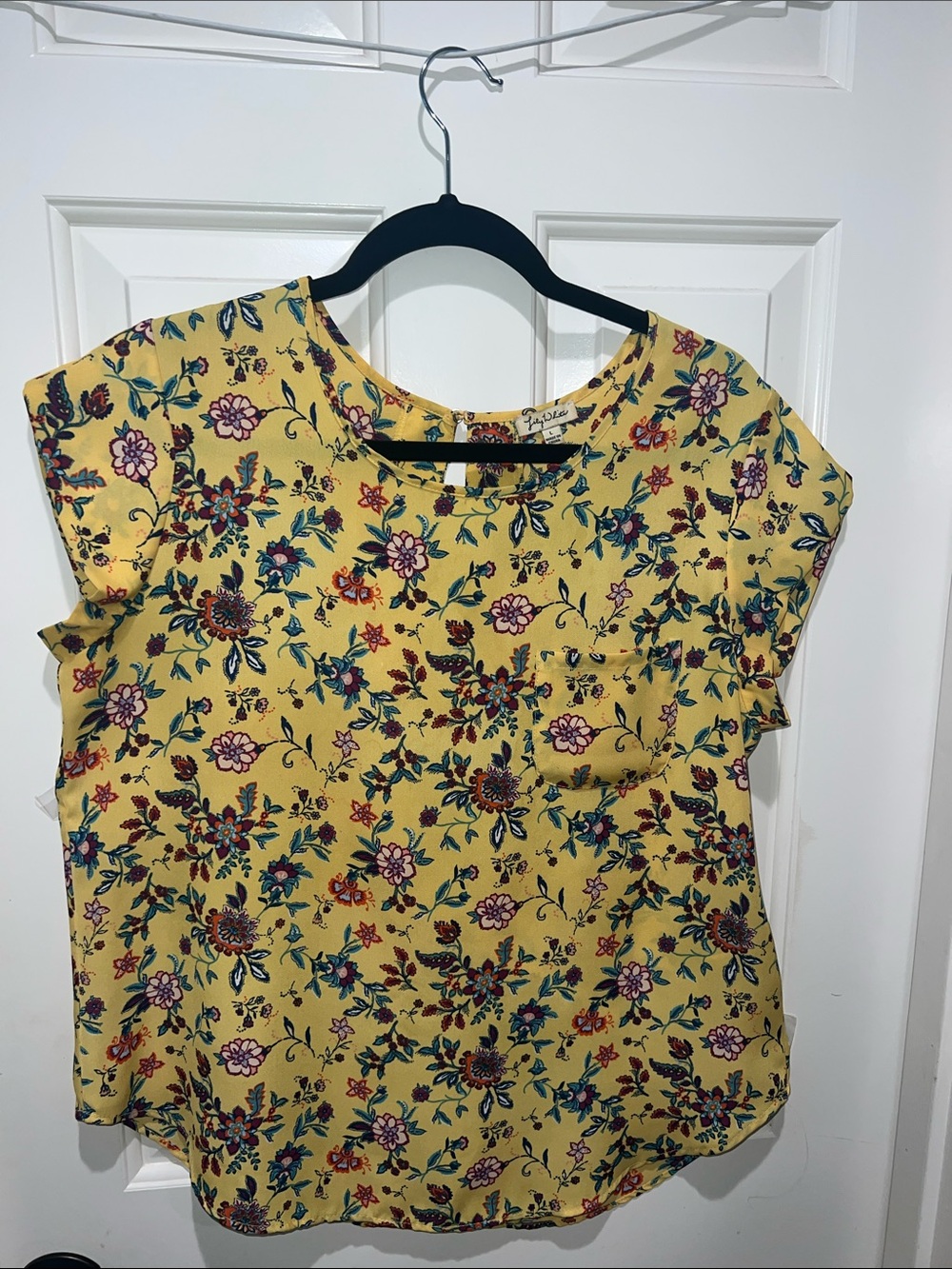 Lily White Yellow Floral Cap Sleeve Blouse